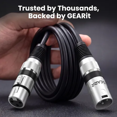 Miniatura 9 de GEARit XLR - Cable de micrófono macho a hembra (10 pies, paquete de 6) mezclador blindado equilibrado de 3 pines, estudio de grabación, podcast