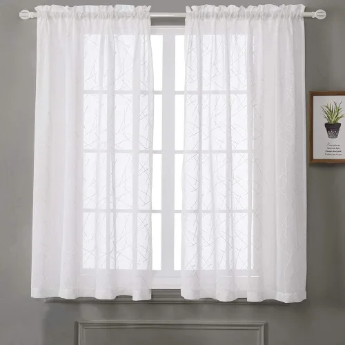 Miniatura 15 de Cortinas traslúcidas blancas de 84 pulgadas de largo, cortinas traslúcidas con bolsillo para barra para sala de estar, dormitorio, 2 paneles, 52x84