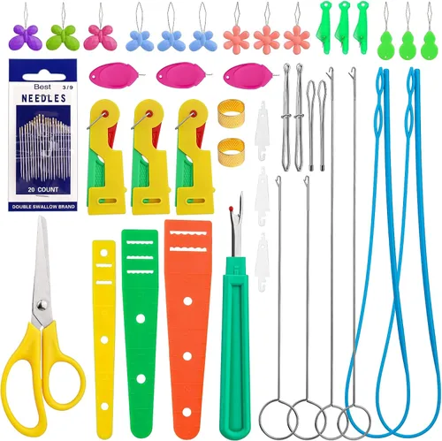 Miniatura 11 de Fedmut Enhebradores de agujas para coser a mano, herramienta de enhebrador de agujas de bordar, 20 piezas para coser a mano, máquina de coser