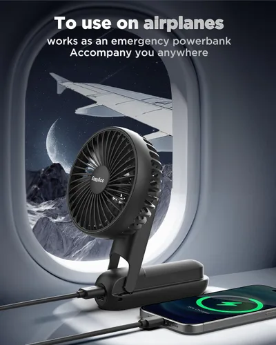 Miniatura 4 de EasyAcc Ventilador de mano 3 en 1, mini ventilador de mano de 5000 mAh [ultra silencioso potente] -5 velocidades/alimentación de respaldo/luz