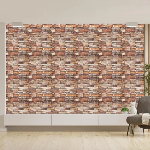 Miniatura 4 de uxcell Paneles de pared 3D para despegar y pegar, 30 piezas de papel tapiz de ladrillo de espuma para dormitorio, panel de pared de piedra