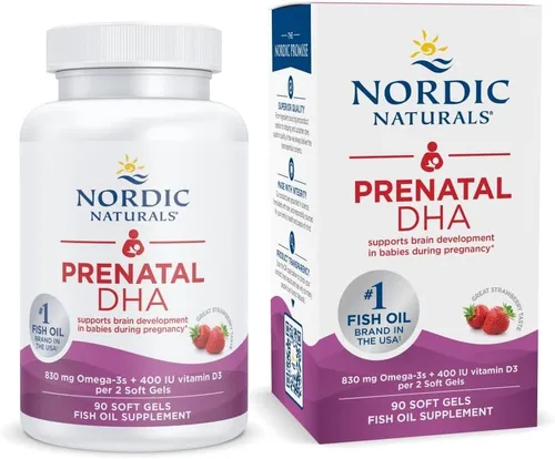 Miniatura 9 de Nordic Naturals DHA Prenatal, Fresa - 120 Cápsulas Blandas - 830 mg de Omega-3 + 400 UI de Vitamina D3 - Apoya el Desarrollo Cerebral en Bebés