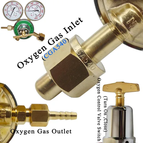 Miniatura 3 de Medidores de gas de soldadura duales, oxígeno (CGA-540) y acetileno (CGA-510) Combo de reguladores (2 PCS), regulador de soldador de gas de calibre