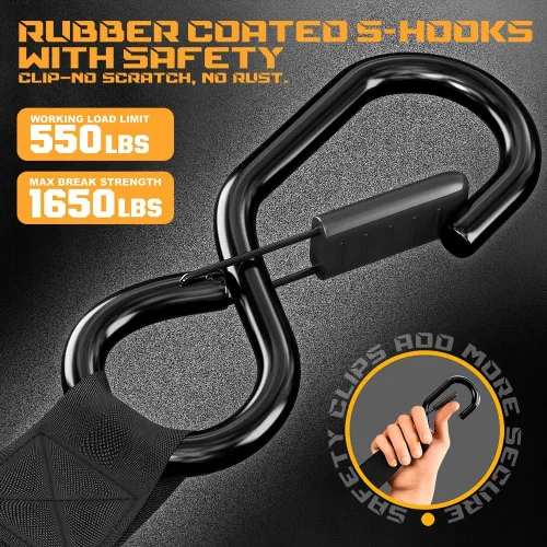 Miniatura 3 de Correas de trinquete retráctiles (4 unidades): 1 pulgada x 10 pies (resistencia a la rotura de 1,650 libras), correas de amarre autoretráctiles