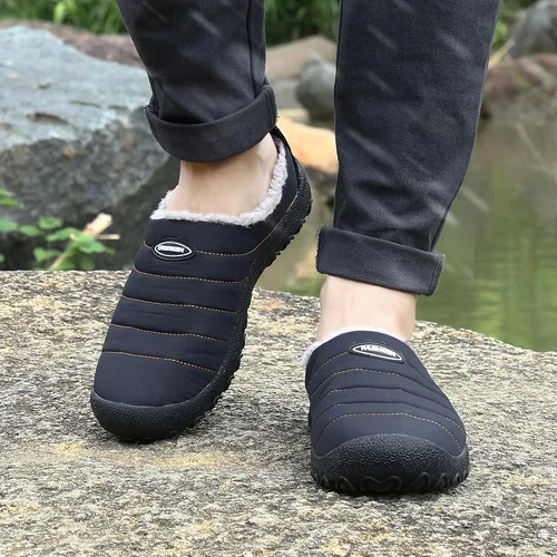 Miniatura 5 de UBFEN - Pantuflas cálidas de invierno para hombre y mujer con forro de felpa mullida, zapatos de casa con suela de goma antideslizante