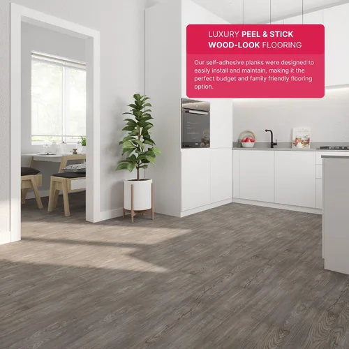 Miniatura 2 de LUCiDA SURFACES - Baldosas de vinilo de lujo, azulejos autoadhesivos para instalar uno mismo, 12 tablones con apariencia de madera, BaseCore - Blanc