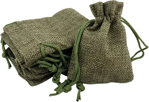 Miniatura 25 de Palmhomee Paquete de 20 bolsas de regalo de arpillera con cordón, bolsas de joyería de lino, bolsas de yute de boda para joyas y bolsas