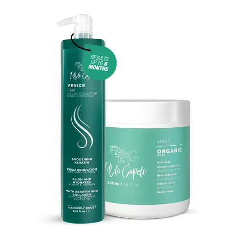 Miniatura 13 de I Belli Capelli Venice Hair Reconstructor, tratamiento orgánico de queratina para alisar el cabello en 1 paso, sin formaldehído, queratina orgánica