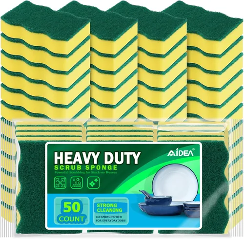 Miniatura 8 de AIDEA Esponjas de cocina, paquete de 50 esponjas de platos resistentes, esponja de limpieza para el hogar y la cocina, suministros de limpieza sin