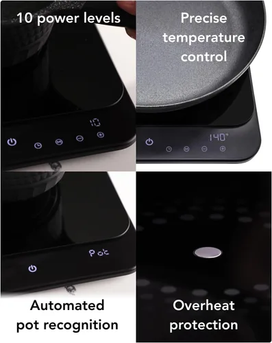 Miniatura 6 de AirHood Cocina de inducción ultrafina Placa caliente de encimera con sensores de precisión para 10 modos de temperatura Electrodoméstico