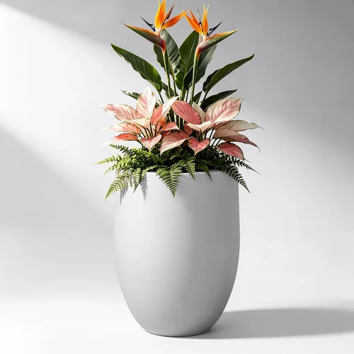 Miniatura 15 de Kante Maceta alta de hormigón natural de 21.7 pulgadas de alto, maceta decorativa grande para interiores y exteriores con orificio de drenaje