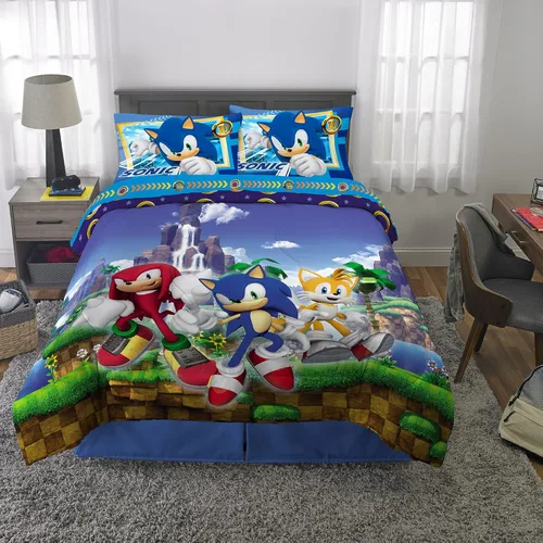 Miniatura 5 de Franco juego muy suave de edredón y sábanas para niños, 5 piezas, tamaño matrimonial, Sonic