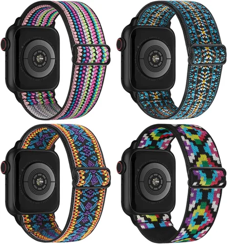 Miniatura 39 de Paquete de 4 correas elásticas Solo Loop compatibles con Apple Watch de 1.496 pulgadas, 1.575 pulgadas, 1.614 pulgadas, 1.654 pulgadas, 1.732