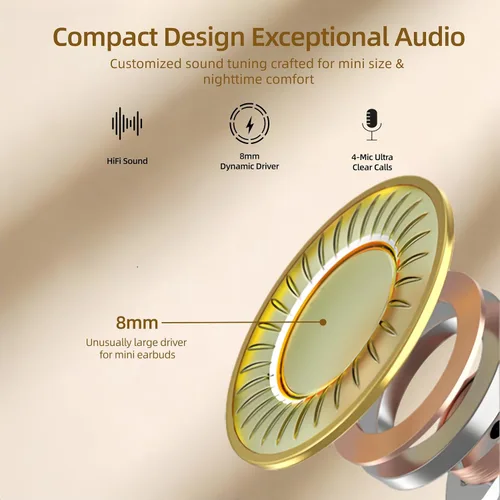 Miniatura 4 de HJX M125 - Mini auriculares invisibles para dormir de lado, auriculares intraurales ultraligeros, tiempo de reproducción de 50 horas con funda