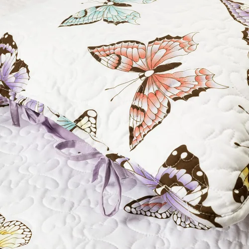 Miniatura 7 de Lush Decor Flutter Butterfly - Juego de edredón de 2 piezas, bonito cubrecama acolchado, lila, tamaño individual