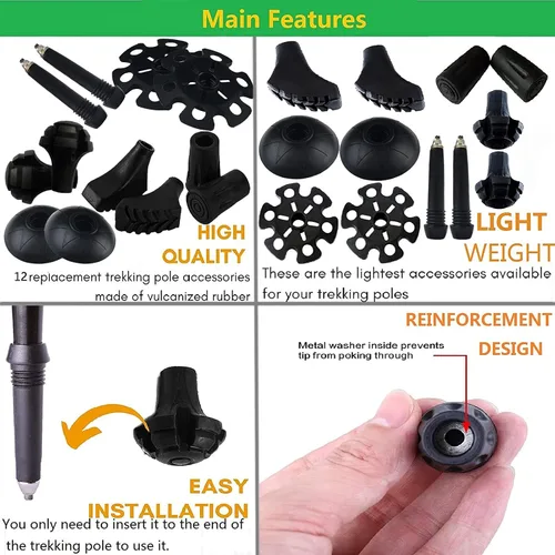 Miniatura 4 de Puntas de bastones de trekking, protectores de goma para senderismo, accesorios de repuesto, para la mayoría de los bastones de senderismo