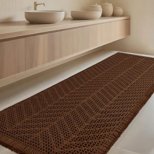 Miniatura 78 de Tapete de baño con diseño de gofre, moderno, bohemio, absorbente, antideslizante, ultrasuave, lavable a máquina, con letra de baño, dormitorio