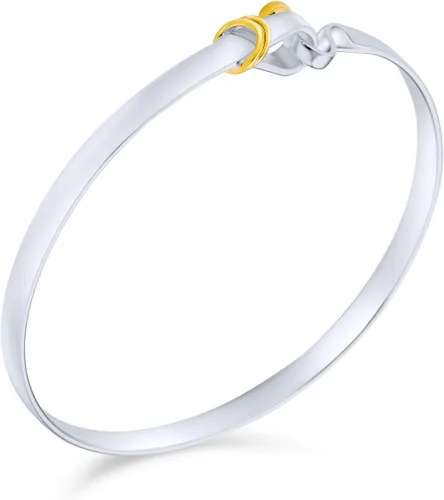 Miniatura 2 de Pulsera chapada en oro de dos tonos con gancho y ojo para mujer, para novia, plata de ley 925, personaliza, Metal