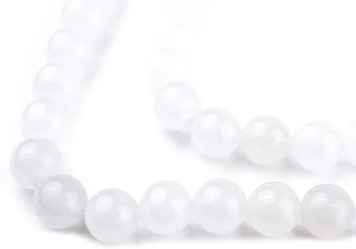 Miniatura 162 de The Bead Chest Cuentas de Jade Blanco Mate Redondas (8mm): Piedra Preciosa Orgánica Redonda Esférica de Energía con Poder de Sanación para Hacer