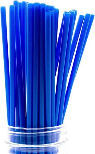 Miniatura 29 de Paquete de 250 pajitas de plástico sin envolver sin BPA (azul, 10 x 0.28 pulgadas) hechas en Estados Unidos