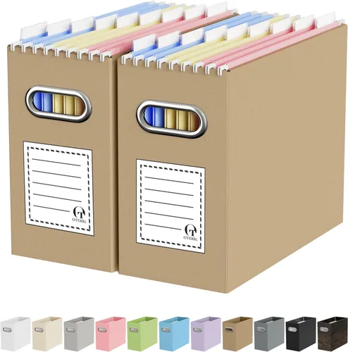 Miniatura 21 de Oterri Caja organizadora de archivos de cartón para colgar carpetas de archivos, tamaño carta, caja de archivos para escritorio de computadora