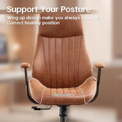 Miniatura 7 de HOOOWOOO Silla de Oficina Ergonómica, Silla de Escritorio Moderna de Computadora de Media Siglo, Silla Ejecutiva Cómoda con Asiento Extra Ancho