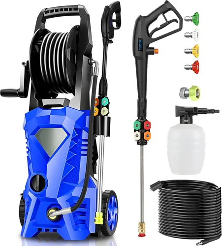 Lavadora eléctrica a presión de 5000 PSI 2.8 GPM, lavadora de alta potencia con 4 boquillas de presión y cañón de espuma, lavadoras de potencia para