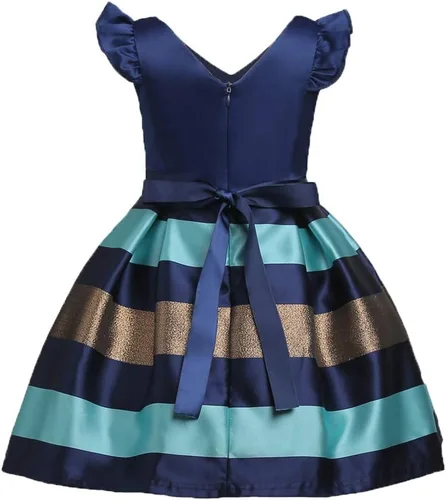 Miniatura 6 de NSSMWTTC 2-10T - Vestidos de rayas para niñas pequeñas, vestido de fiesta de boda de Navidad