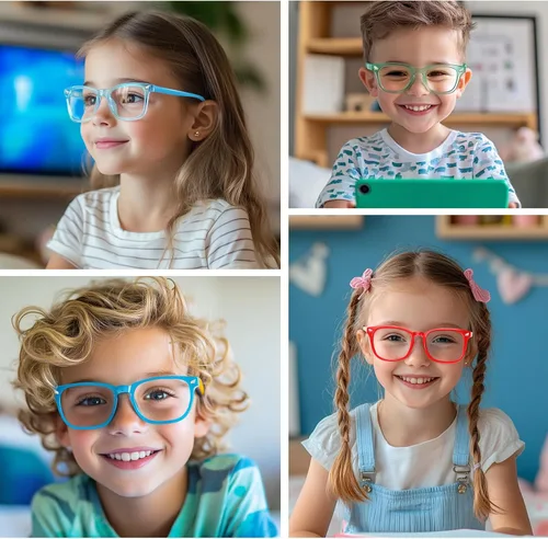 Miniatura 3 de Lentes de bloqueo de luz azul para niños y niñas, TR90, irrompibles, antirreflejos, UV400 de 2 a 18 años * Mezcla de 5 pares-a