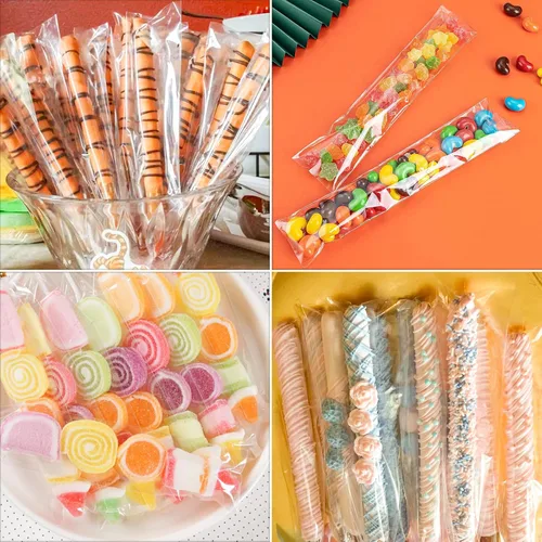 Miniatura 3 de SUREHOME Bolsas para barra de pretzel, 100 bolsas de pretzels de 2 x 8 pulgadas, bolsas individuales transparentes resellables y autosellables