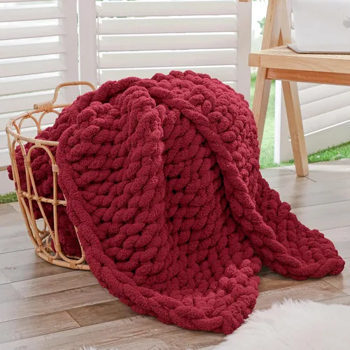 Miniatura 35 de Bigacogo Manta de punto grueso para sofá, 51 x 63 pulgadas, 100% tejida a mano con hilo de felpilla grueso jumbo, acogedoras y suaves mantas grandes