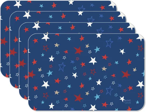 Miniatura 10 de CounterArt Americana Style - Juego de 4 manteles individuales reversibles de plástico flexible de fácil cuidado, fabricados en los Estados Unidos