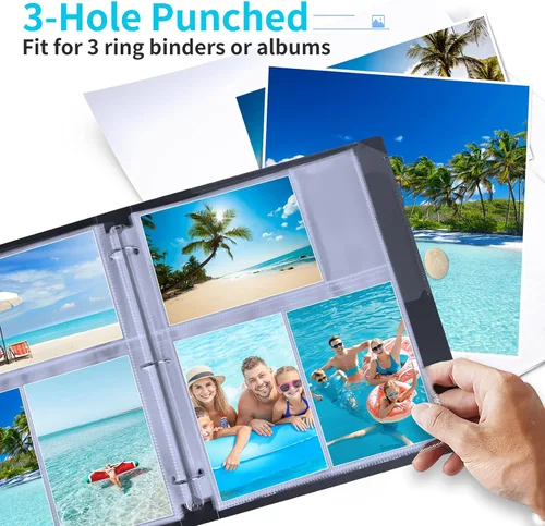 Miniatura 7 de Fabmaker Paquete de 30 fundas de fotos para carpeta de 3 anillas (4 x 6, para 180 fotos), protectores de páginas de archivo, páginas de repuesto
