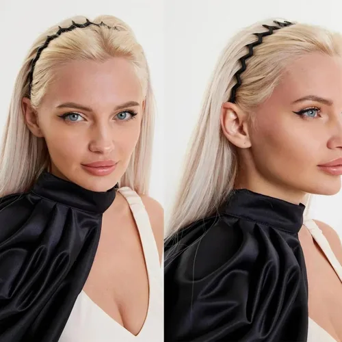 Miniatura 5 de 6 PCS Diademas en Zig Zag de Plástico Onduladas para el Cabello con Peine de Dientes, Accesorios de Aro para Mujeres, Hombres y Niñas, Negro Clásico