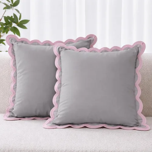 Miniatura 11 de Fundas de almohada Folkulture para sofá o para sala de estar Juego de 2 fundas de almohada (18x18) con diseño boho Fundas de almohada Rubor