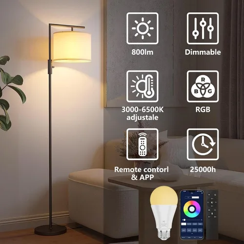 Miniatura 3 de Bombilla A19 que cambia de color con control remoto y control de aplicación, 800LM 9W (equivalente a 60W) regulable 3000K-6500K RGBWW, base E26