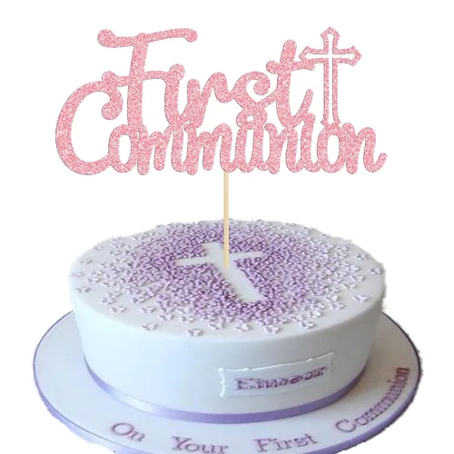 Miniatura 15 de Gyufise 25 adornos para magdalenas de la primera comunión con purpurina para la primera comunión, decoración para tartas de la primera comunión