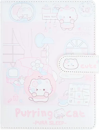 Cuaderno Bonito de Dibujos Animados, Diario de Dibujos Kawaii, Cuaderno Japonés con Cubierta de Piel, Diario, Bloc de Notas, Cuaderno de Viaje Y-Rosa