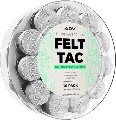 Miniatura 12 de ADV Dry - Cinta de agarre para raqueta de tenis, paquete de 12 y 30 unidades, cinta de agarre para raqueta de tenis FeltTac, cinta de agarre ultra