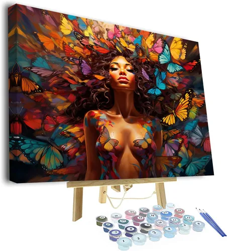 Miniatura 7 de Kit de pintura por números para adultos, pintura por números para adultos principiantes, pintura sobre lienzo, bricolaje para niña encantadora por