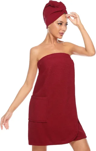 Miniatura 7 de Orrpally Bata de Envoltura de Ducha para Mujer, Toalla de Envoltura de Baño, Bata de Spa, Envoltura Corporal Ajustable