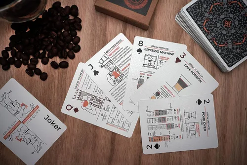 Miniatura 2 de Tarjetas de sorbo a traje sobre el café: cartas informativas con parámetros de preparación y consejos para hacer café