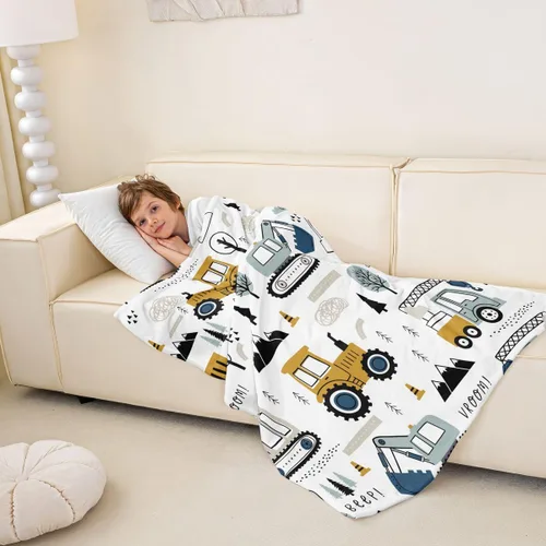 Miniatura 7 de Feelyou Coche de dibujos animados para niños, manta de franela de forro polar para construcción, manta mullida para decoración de camiones, cama