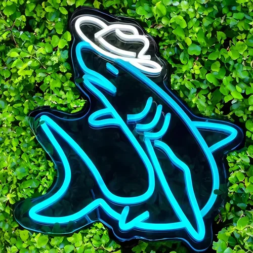 Miniatura 5 de Letrero de neón de tiburón vaquero para decoración de pared, kit de luz de neón LED para bar, boda, cumpleaños, fiesta en casa, regalos