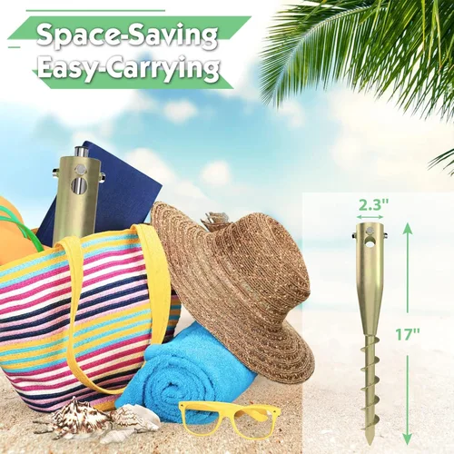 Miniatura 7 de Anclaje de arena para sombrilla de patio y playa, base de arena para playa al aire libre sin óxido con tornillo de anclaje para protección solar