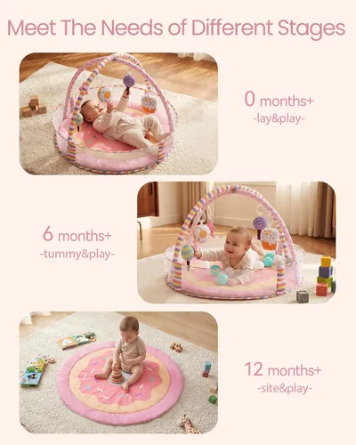 Miniatura 4 de Alfombra de juego 4 en 1 para bebés y gimnasio de juegos para bebés, tapete de actividades para bebés, tapete de actividades para bebés y niños