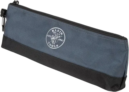 Miniatura 11 de Klein Tools 55559 - Bolsa de herramientas con cremallera de pie y mosquetones, bolsas de utilidad de 7 pulgadas azul y 14 pulgadas gris con fondo