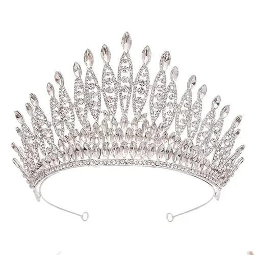 Moda de color plata de diamantes de imitación de cristal reina corona grande nupcial boda tiara mujeres concurso de belleza nupcial accesorios para