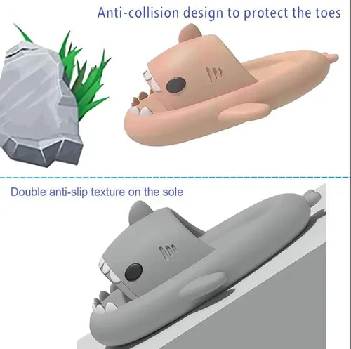 Miniatura 3 de Lindas pantuflas y sandalias con temática de tiburón, diseño unisex de tiburón nube de dibujos animados con suela antideslizante para niños, mujeres