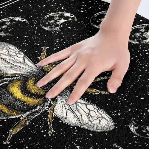 Miniatura 5 de Erosebridal Tapete de baño de abeja, sol y luna, decoración de habitación de galaxia trippy de 16 x 24 pulgadas, alfombra de baño de noche